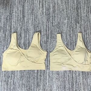 Hofish Womens Size Medium Lot of 2 Nursing Bras Beige‎ Adjustable Straps